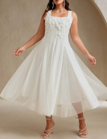 Rochie midi Shein Curve+, alb