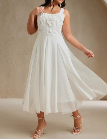 Rochie midi Shein Curve+, alb