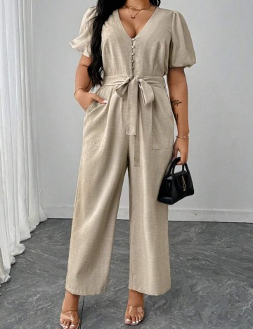 Salopetă lungă Shein Curve+, bej