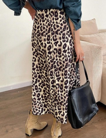 Fustă midi Shein DAZY, maro