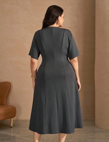 Rochie midi Shein Curve+, gri
