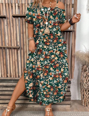 Rochie maxi Shein Curve+, verde