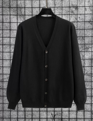 Bluză cu nasturi Shein MANFINITY, negru