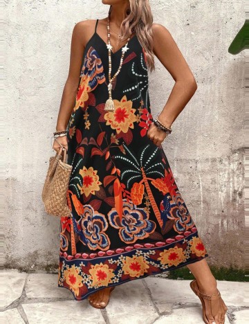 Rochie maxi Shein Curve+, mix culori