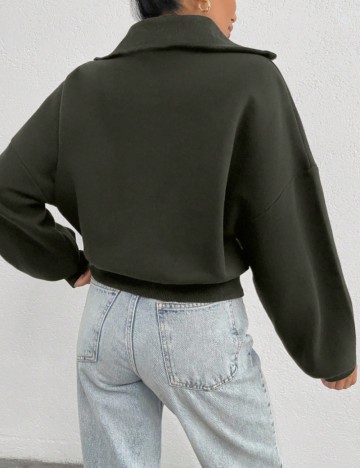 Bluză cu fermoar Shein, verde