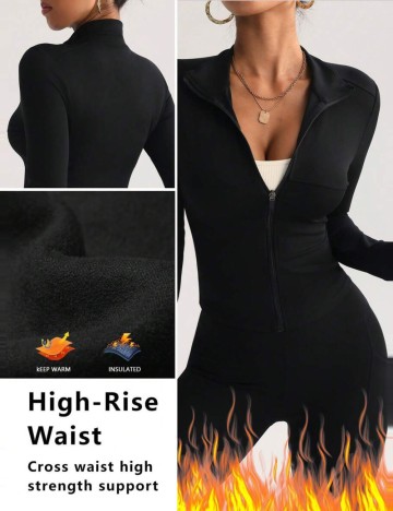 Bluză cu fermoar Shein, negru