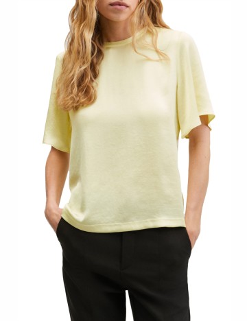 Cămașă cu m&acirc;necă scurtă Mango, galben