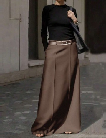 Fustă Shein Curve+, maro