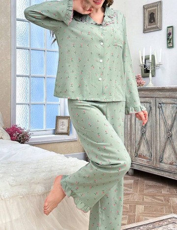 Compleu pijamale Shein, verde