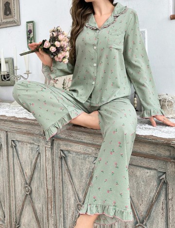 Compleu pijamale Shein, verde