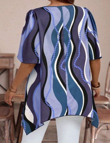 Cămașă cu m&acirc;necă scurtă Shein Curve+, mix culori