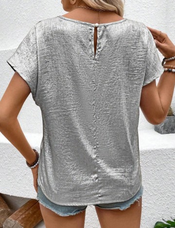 Cămașă cu m&acirc;necă scurtă Shein, argintiu