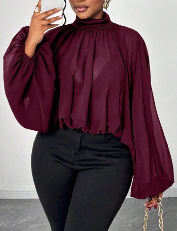 Cămașă Shein Curve+, vișiniu