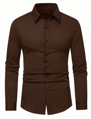 Cămașă Shein MANFINITY, maro