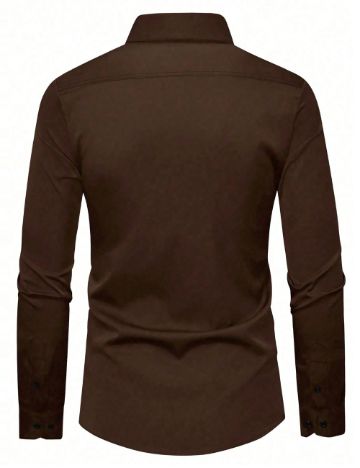 Cămașă Shein MANFINITY, maro