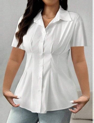 Cămașă cu m&acirc;necă scurtă Shein, alb