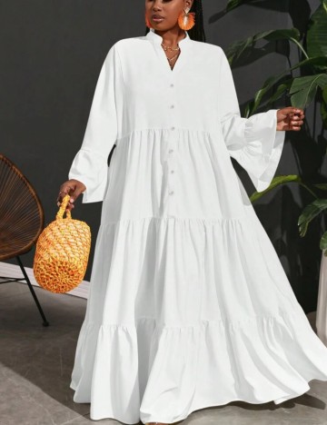 Rochie maxi Shein Curve+, alb