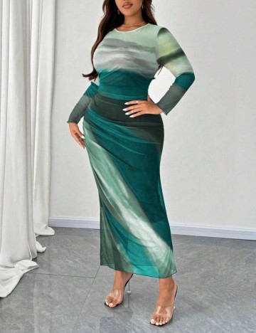 Rochie maxi Shein Curve+, mix culori