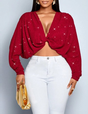 Top Shein Curve+, vișiniu