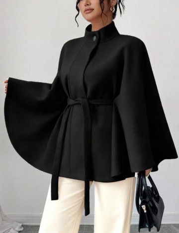 Palton scurt Shein Curve+, negru