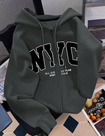 Hanorac Cu Fermoar Shein, gri