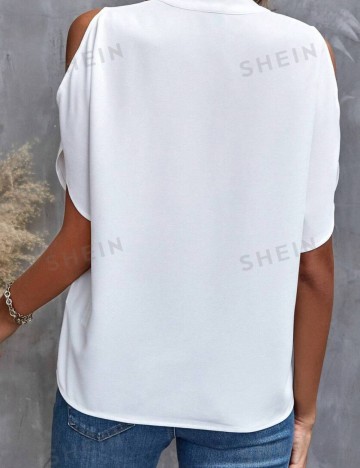 Cămașă cu m&acirc;necă scurtă Shein, alb