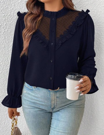 Cămașă Shein Curve+, bleumarin