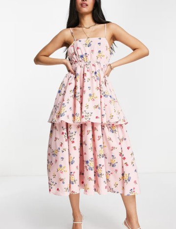 Rochie midi Collective, roz