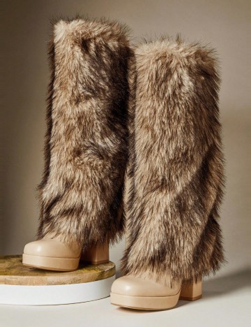 Cizme cu toc Shein, bej