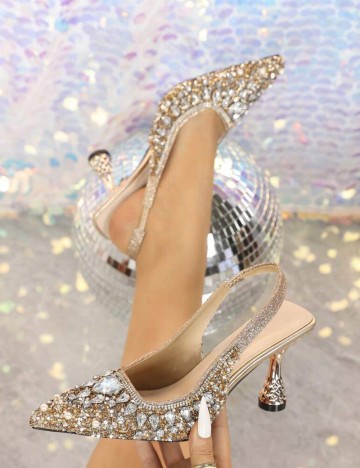 Saboți cu toc Shein, auriu