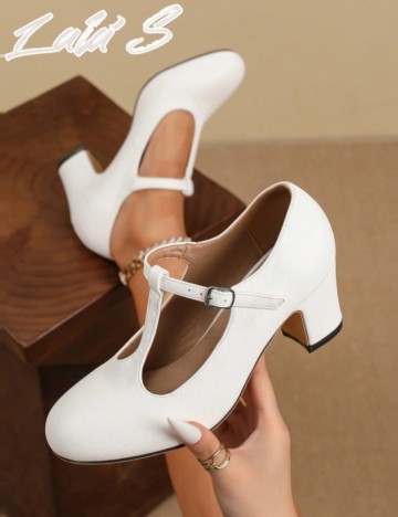 Pantofi cu toc Shein CUCCOO, alb