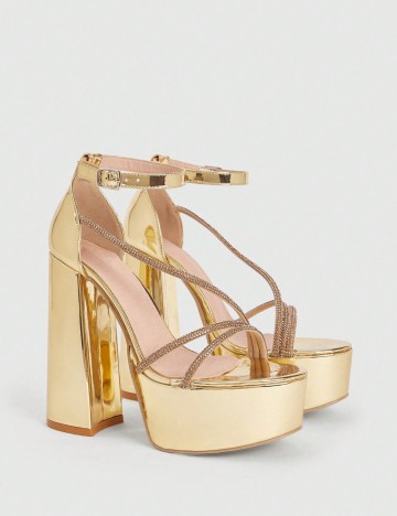 Sandale Cu Toc Shein, auriu