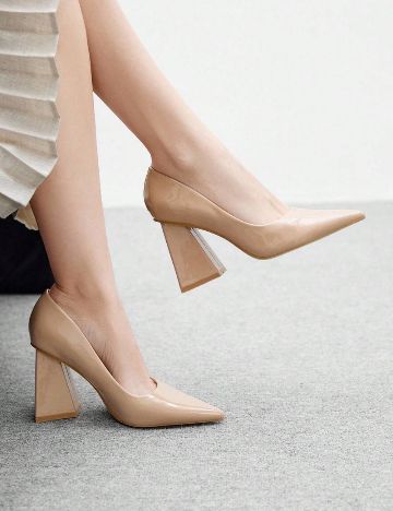 Pantofi cu toc Shein CUCCOO, bej