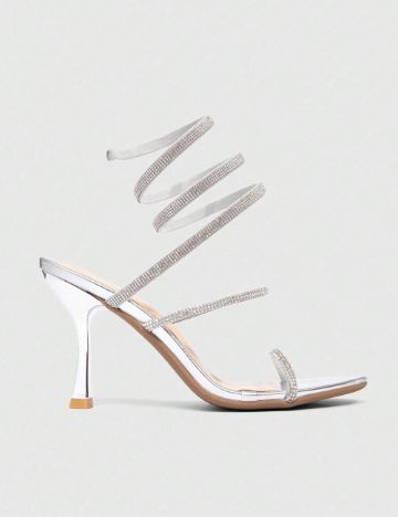 Sandale Cu Toc Shein, argintiu