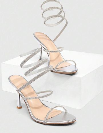 Sandale Cu Toc Shein, argintiu