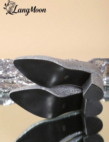 Pantofi cu toc Shein, argintiu