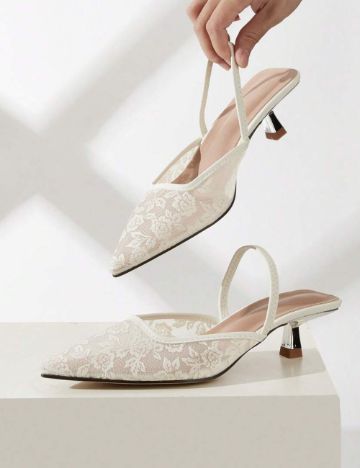 Saboți cu toc Shein, crem