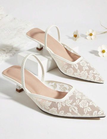 Saboți cu toc Shein, crem