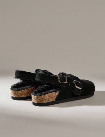 Saboți cu blană Shein, negru