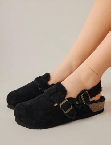 Saboți cu blană Shein, negru