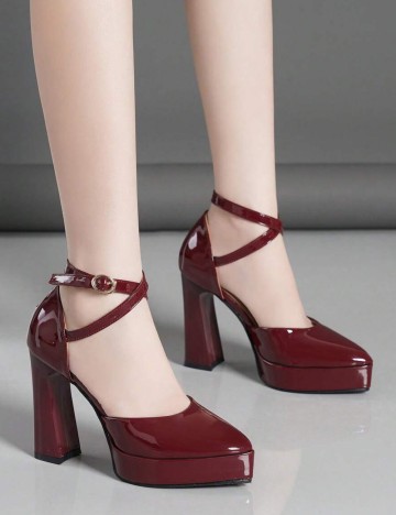 Pantofi cu toc Shein, vișiniu