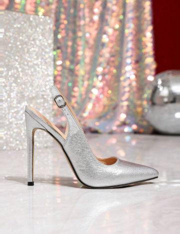 Pantofi cu toc Shein, argintiu
