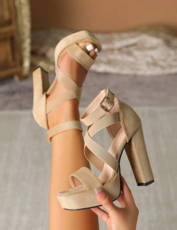 Sandale Cu Toc Shein, bej