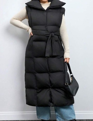 Vestă lungă Shein Curve+, negru