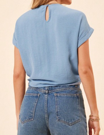 Cămașă cu m&acirc;necă scurtă Shein, albastru