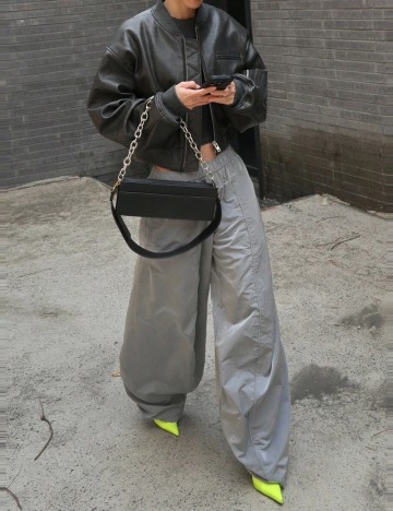 Geacă Imitație Piele Shein DAZY, negru