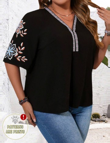 Cămașă cu m&acirc;necă scurtă Shein Emery Rose, mix culori