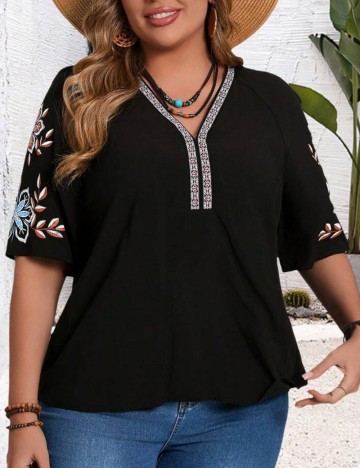 Cămașă cu m&acirc;necă scurtă Shein Emery Rose, mix culori