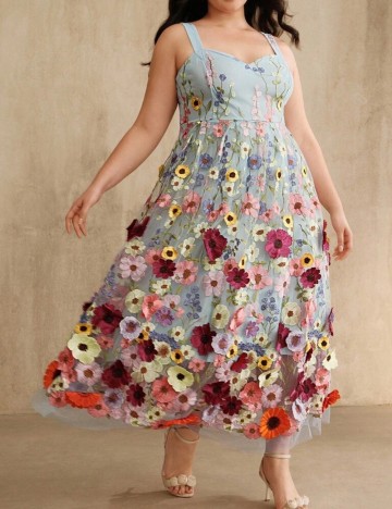 Rochie maxi Shein Curve+, mix culori