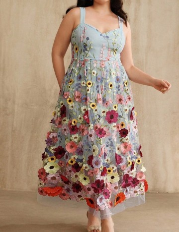 Rochie maxi Shein Curve+, mix culori